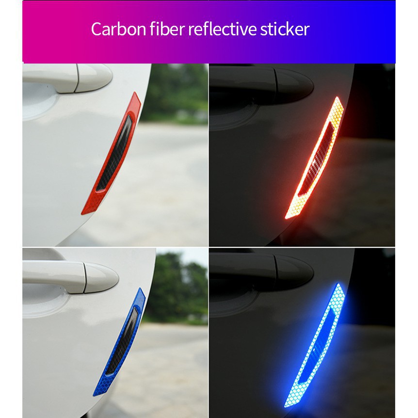 Bộ miếng dán cửa xe ô tô bằng sợi carbon 5D phản quang cảnh báo an toà