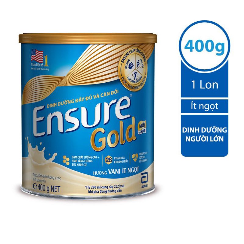 Sữa Ensure Gold Vani Ít Ngọt 400g [HSD 2023 ]