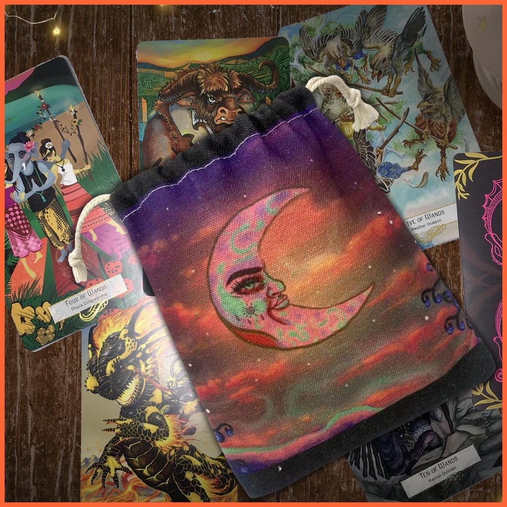 Túi Dây Rút Đựng Thẻ Bài Tarot In Họa Tiết Độc Đáo Xinh Xắn