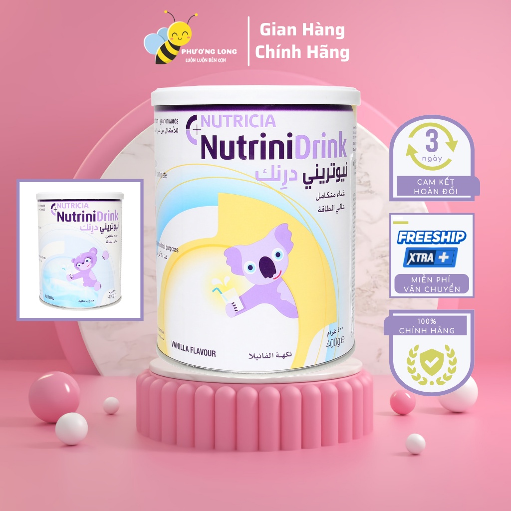 Sữa bột Nutrinidrink giúp bé tăng cân trong 28 ngày sữa cao năng lượng cho trẻ biếng ăn và suy dinh dưỡng 400gr