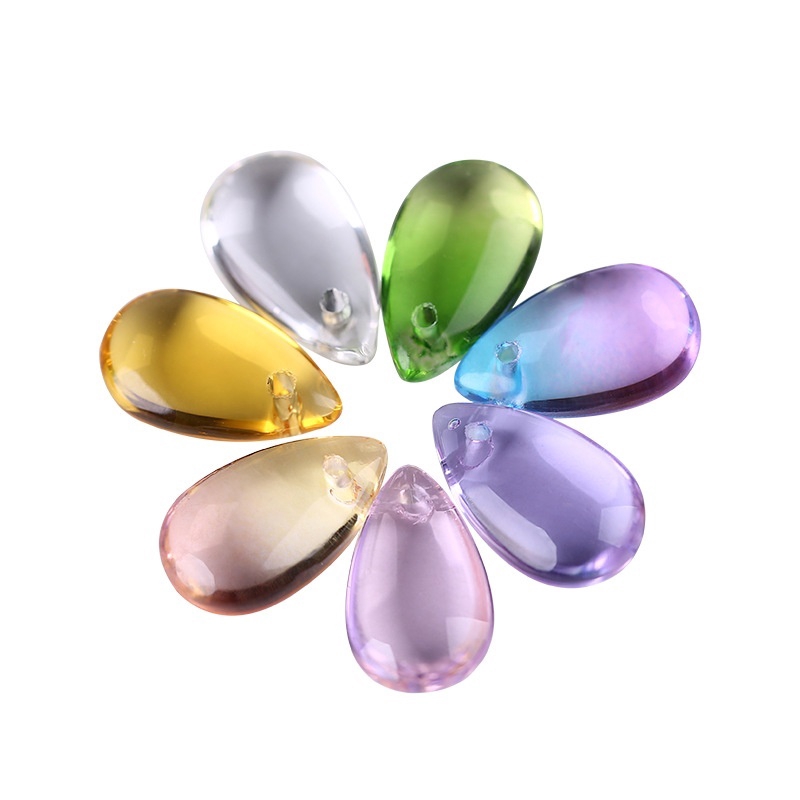 Set 4 Hạt Thủy Tinh Hình Giọt Nước 8x14mm Dùng Làm Trang Sức Thủ Công