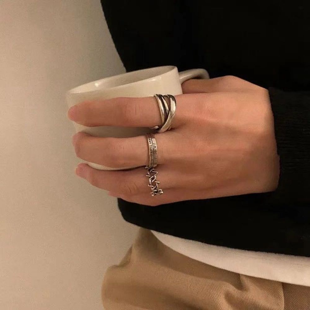 Nhẫn đeo tay bằng hợp kim có thể điều chỉnh thời trang Hàn Quốc sành điệu