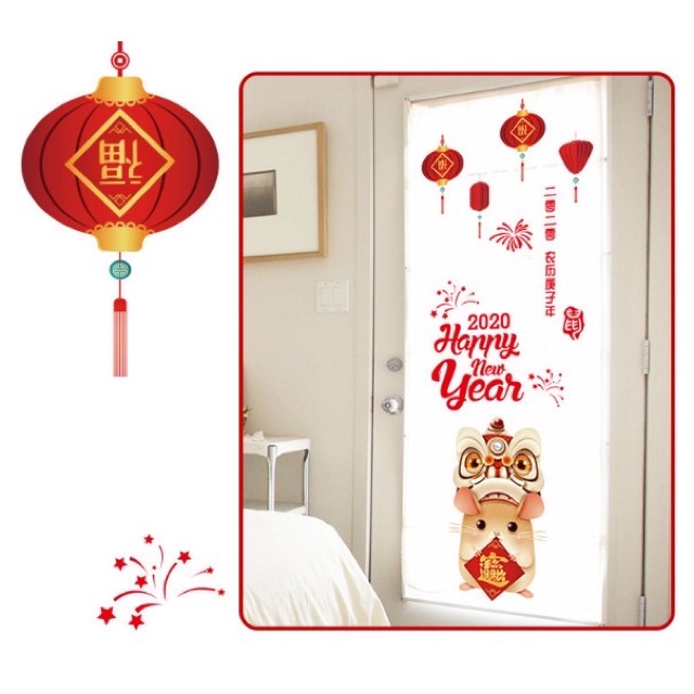 Decal dán Tết - Chuột Vàng bảng đỏ chào 2020