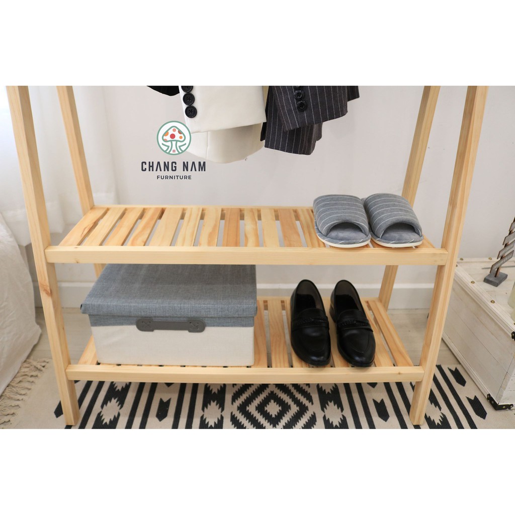 GIÁ TREO QUẦN ÁO CHỮ A HÀN QUỐC 2 TẦNG LẮP RÁP - NGANG 86CM - MÀU GỖ TỰ NHIÊN | BigBuy360 - bigbuy360.vn