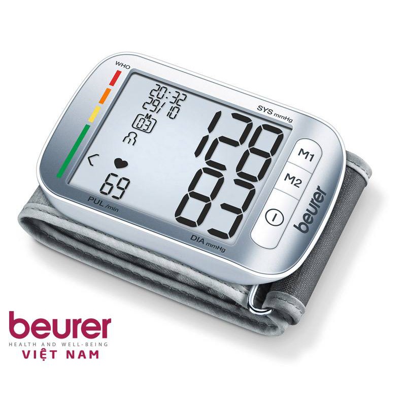 Máy Đo Huyết Áp Cổ Tay Beurer BC50 - Chuẩn Đo WHO, Bộ Nhớ 120 Lần, Tự Động Cảnh Báo Sai Thao Tác