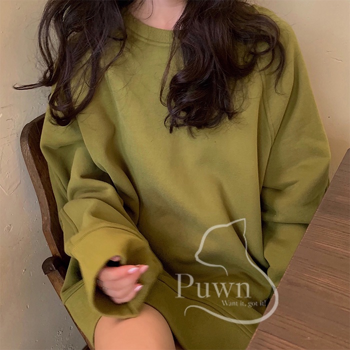 Áo Sweater Basic dáng rộng Oversize mùa thu phong cách Hàn Quốc xinh xắn, năng động Puwn Shop