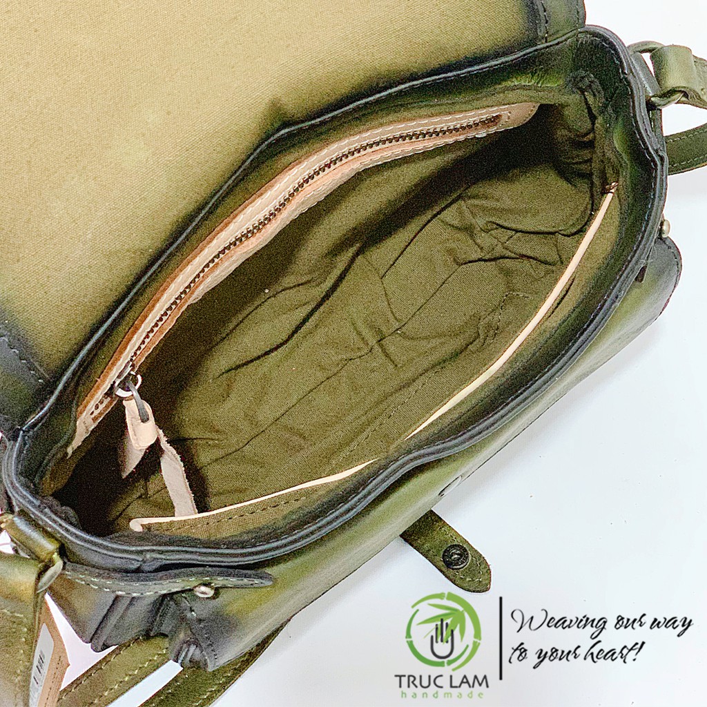 Túi Đeo Chéo Thời Trang Nữ Da Thật Cao Cấp Họa Tiết Cành Hoa – Trúc Lâm Handmade