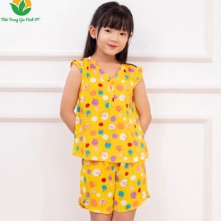 Bộ lanh mặc nhà bé gái quần đùi áo sát nách B62.2204 - Thời Trang Gia Đình VT