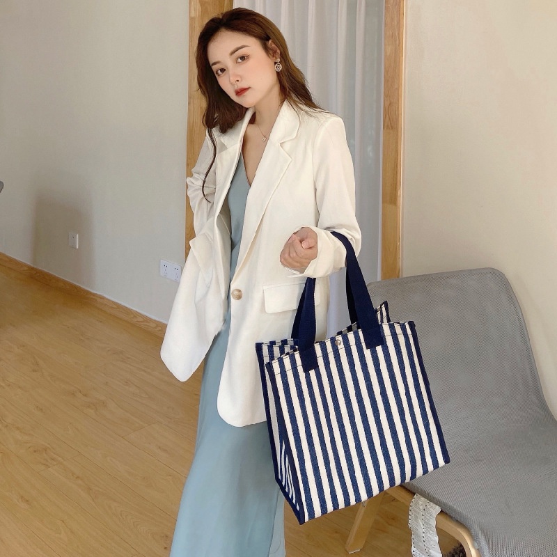 Túi xách EVERTONER bằng vải canvas kẻ sọc thời trang cho nữ