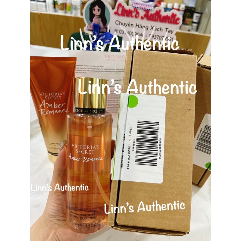 AUTH BILL SỮA TẮM,SỮA DƯỞNG THỂ .XỊT THƠM BODY MIST AMBER ROMANCE VICTORIA’S SECRET USA