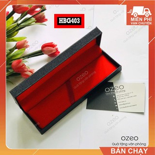 Hộp giấy đen lót vải đỏ nắp bật đựng bút sang trọng hbg403 - ozeo.vn