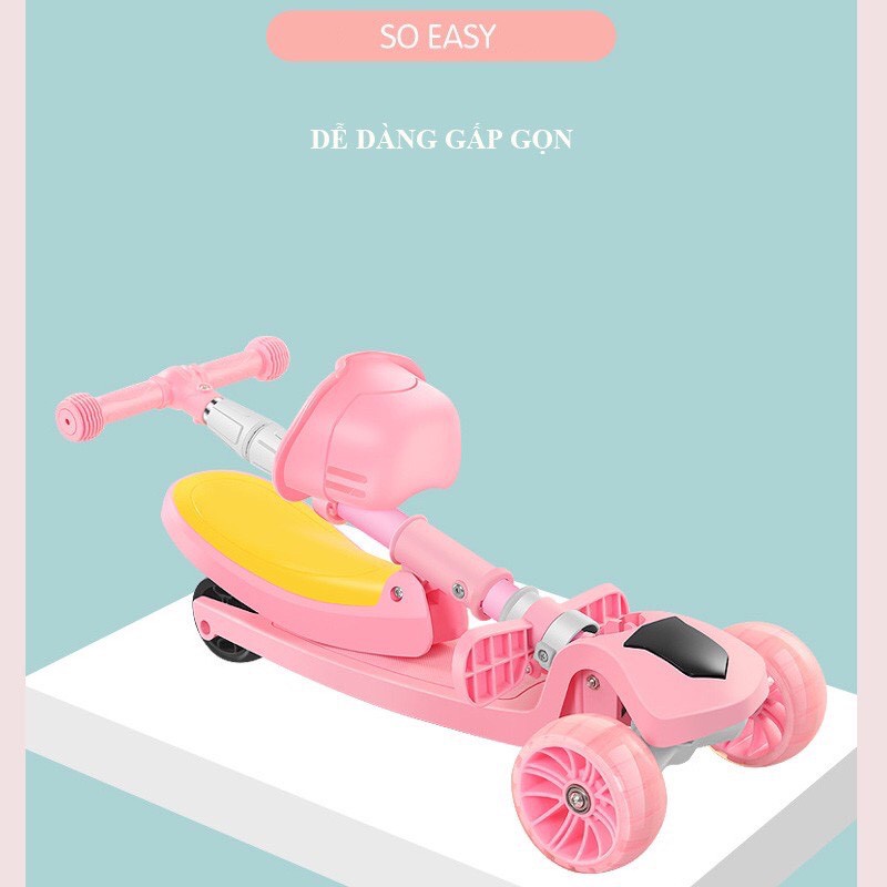 [HÀNG CAO CẤP] Xe trượt Scooter HAPPYBABY, xe đồ chơi Bánh To Phát Sáng, ghế ngồi, Gấp gọn có nhạc, cho trẻ từ 2-15 tuổi