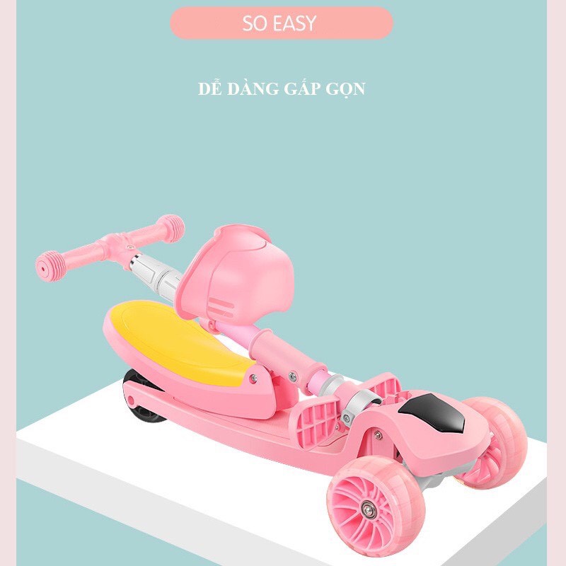 [HÀNG CAO CẤP] Xe trượt Scooter HAPPYBABY, xe đồ chơi Bánh To Phát Sáng, ghế ngồi, Gấp gọn có nhạc, cho trẻ từ 2-15 tuổi