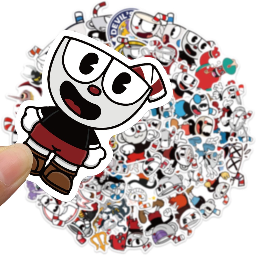 Set miếng dán trang trí hình nhân vật game Cuphead độc đáo