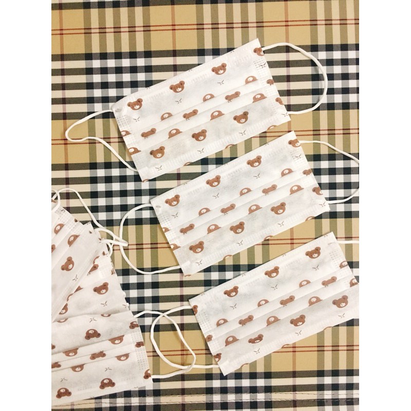 Set 10 Khẩu trang kháng khuẩn 3 lớp hình Gấu dễ thương