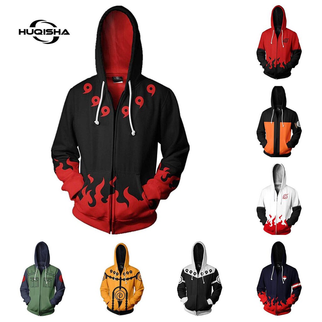 New 3D Anime Naruto Boruto Hoodie Men Naruto Tops Áo nỉ Casual Zipper Hoodie