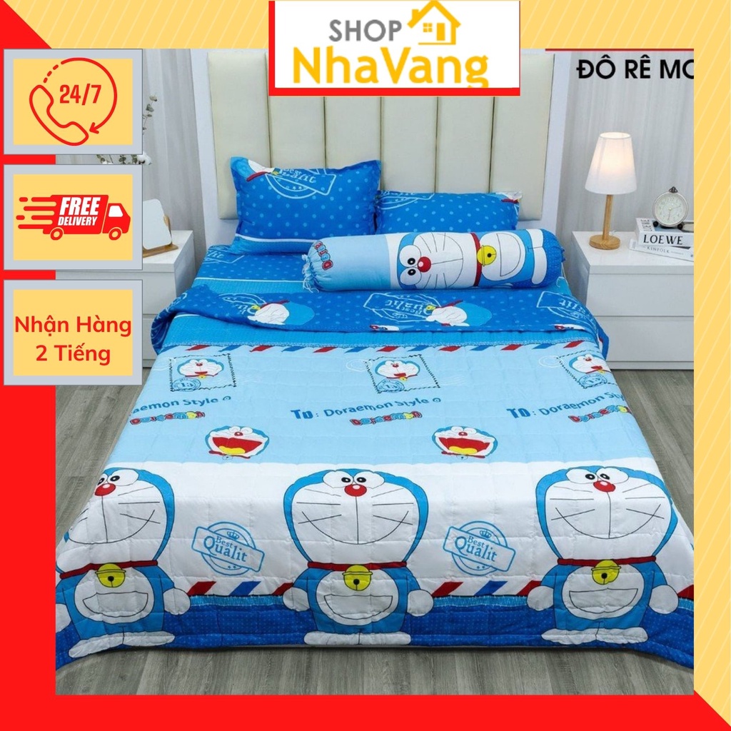 Ga trải giường cotton poly 1m2,1m6,1m8,drap giường hàn quốc-MẪU DOREMON