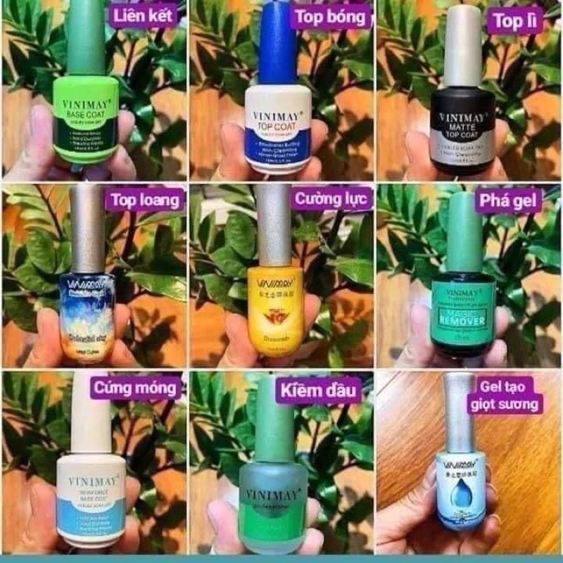 Base top Vinimay - Top bóng, cứng móng, kiềm dầu, top giọt sương, top lì, top loang, phá gel Vinimay