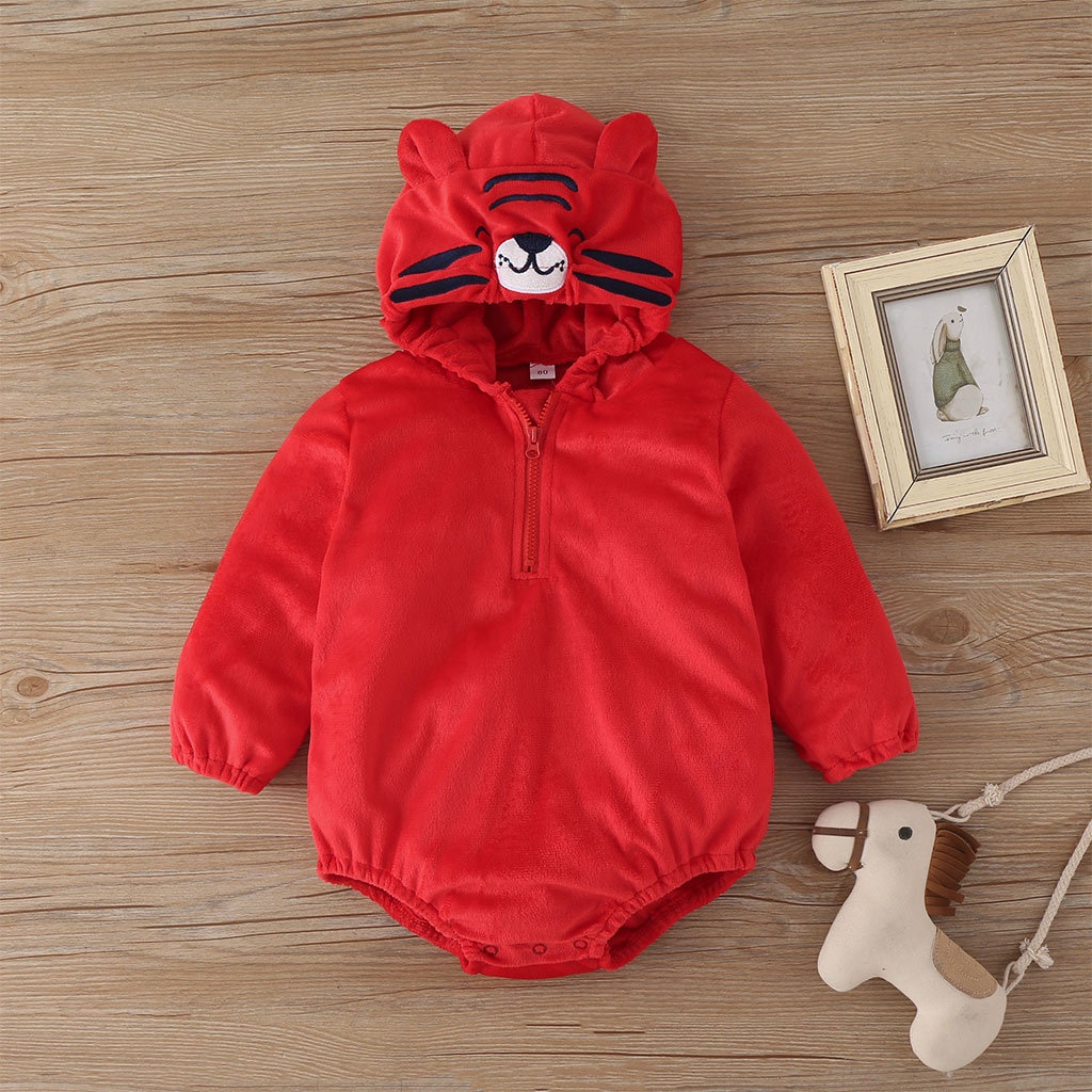 Body Tay Dài In Hoạt Hình Động Vật Dễ Thương Cho Bé Trai Bé Gái Sơ Sinh 6-36 Tháng,Bodysuit Liền Thân Áo Hoodie Cho Bé