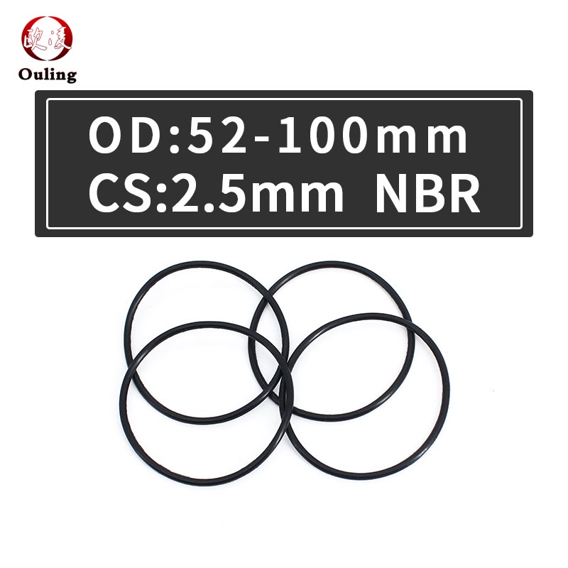 Set 10 Vòng Đệm Cao Su Nitrile OD52 / 55 / 60 / 62 / 65 / 70 / 7275 / 80 / 85 / 90 / 95 / 100 * 2.5mm Chống Thấm Dầu