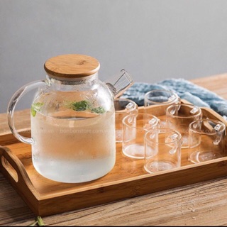 Combo bộ ấm trà kèm khay tre