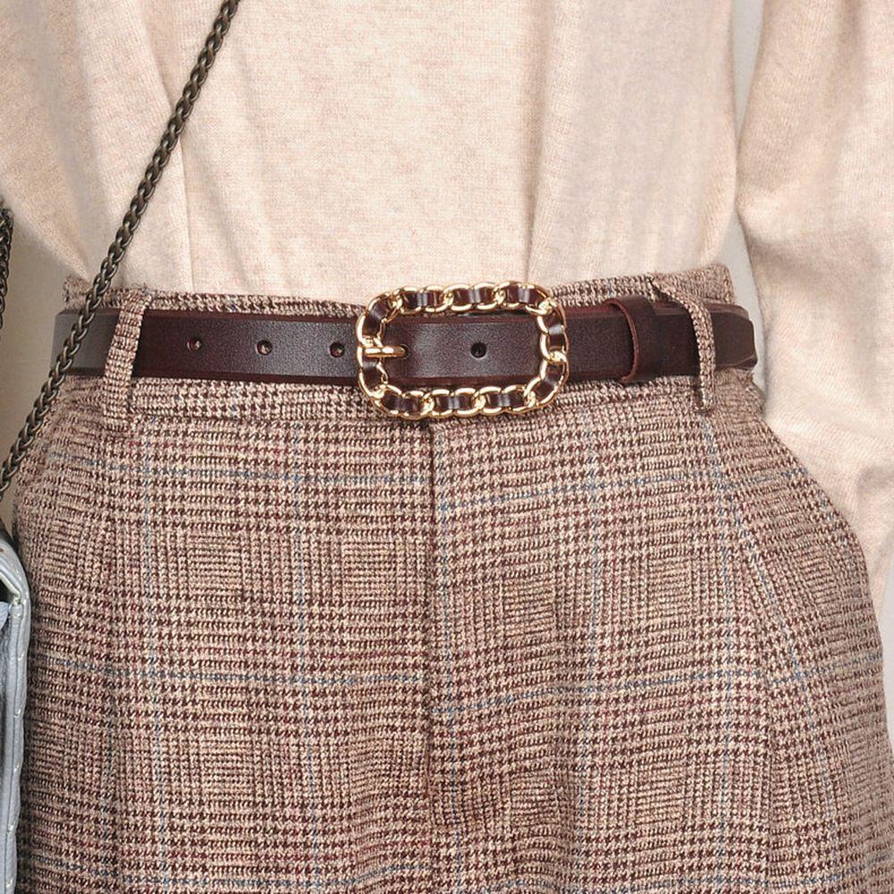 Thắt Lưng Da PU Khóa Hợp Kim Hình Oval Thời Trang Cho Nữ