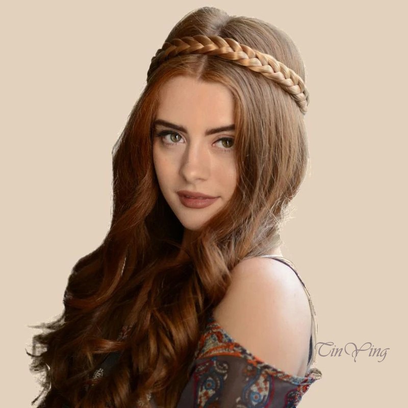 GETNOIVAS Băng đô cài tóc hình dạng tết tóc 5 sợi cổ điển cho trang phục cosplay