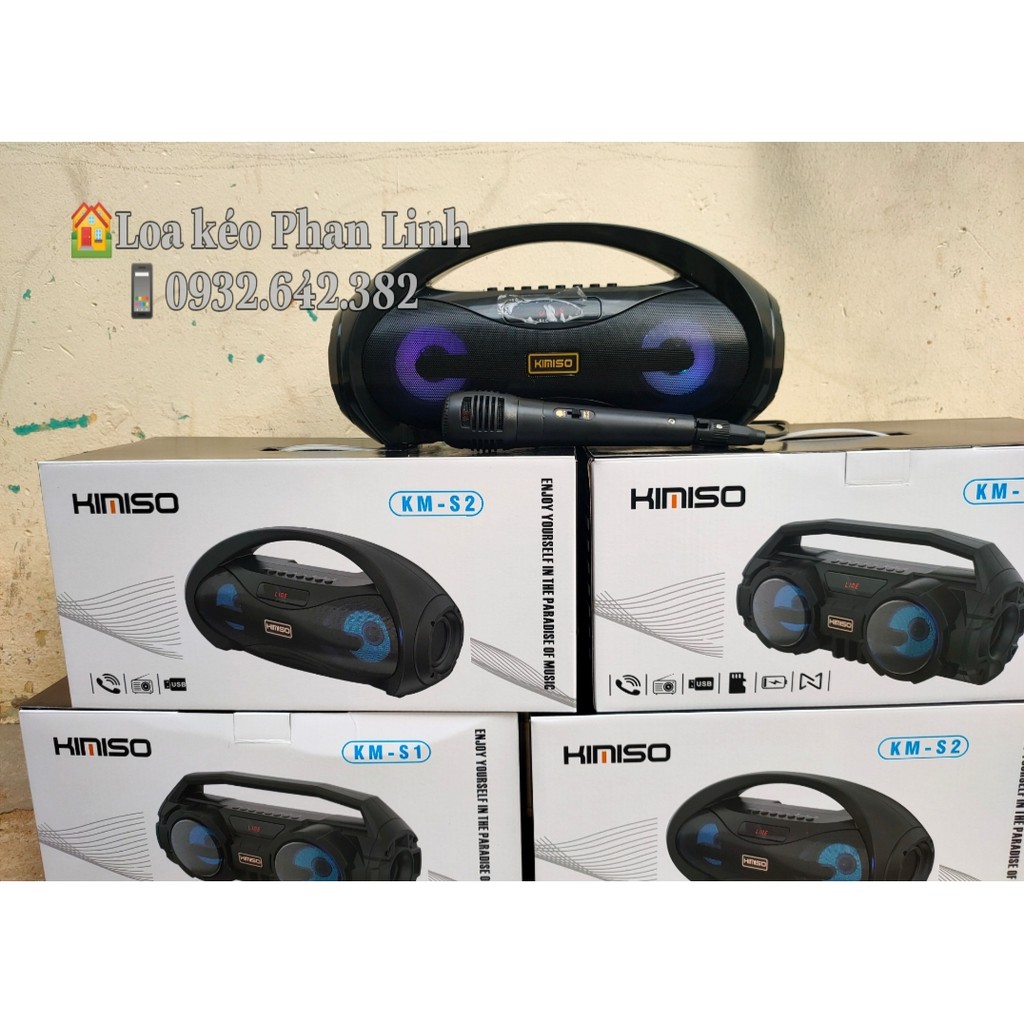 Loa karaoke KIMISO KM-S2 có jack cắm micro 6.5mm tích hợp chế độ EQ (đen) Tặng micro