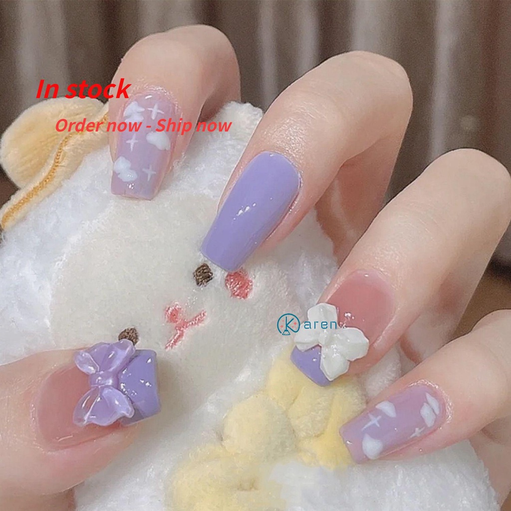Bộ 24 Móng Tay Giả Đầu Tròn/Vuông/Vuông Có Thể Tháo Rời Được Bảo Vệ Toàn Diện