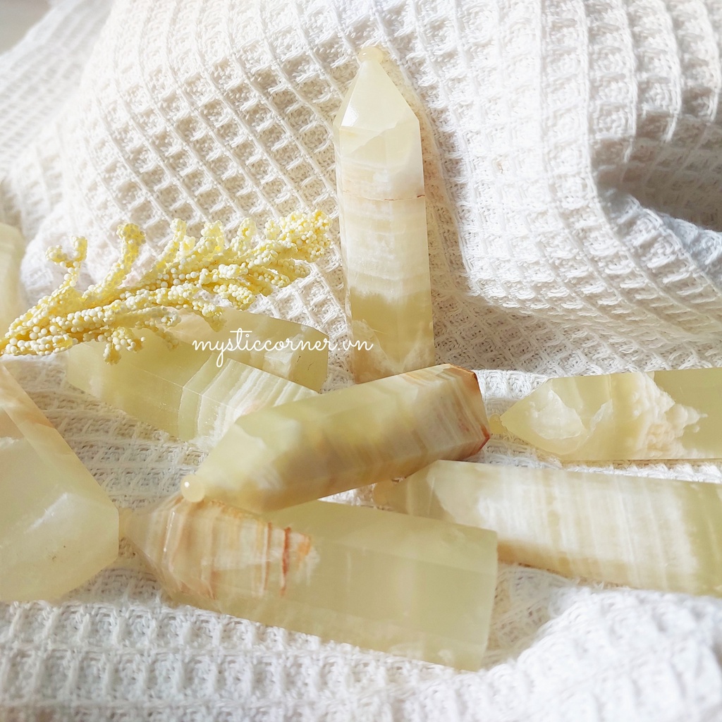 Trụ đá thanh tẩy Green Onyx - Trụ đá thanh tẩy Tarot, Reiki, Thiền Định, Đá Phong Thủy