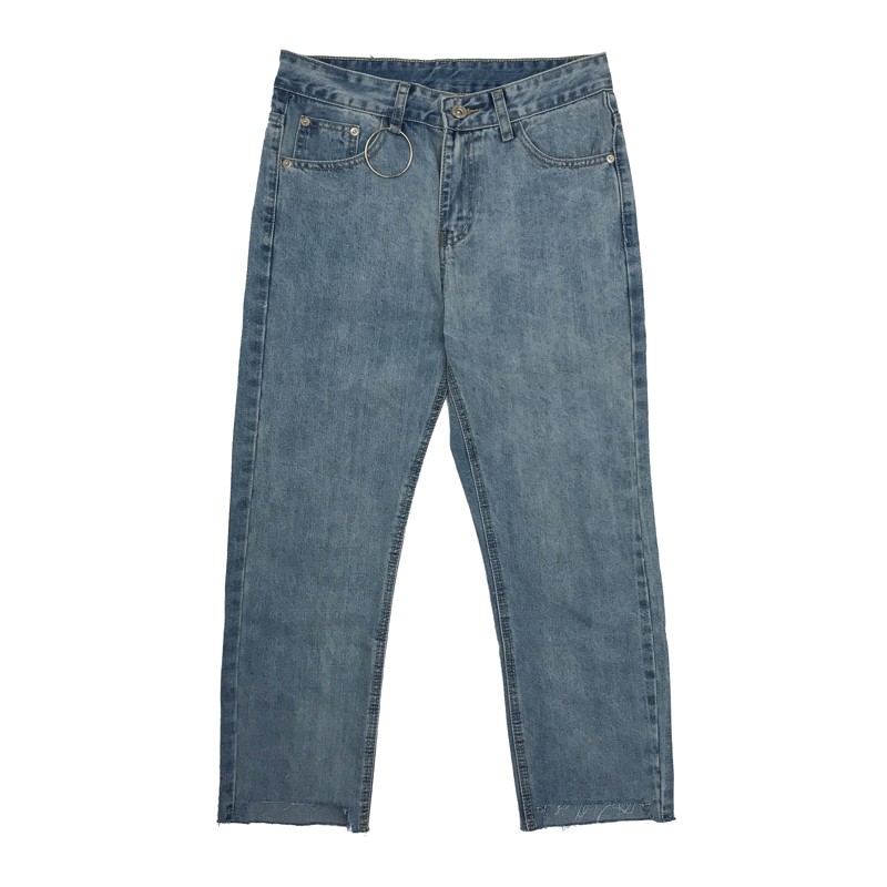 Quần Baggy Denim Xanh Nhạt phối khoen