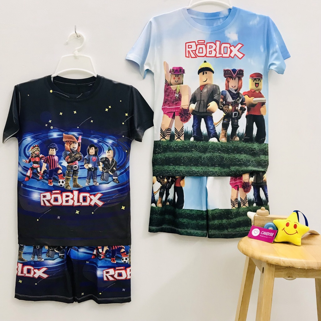 Đồ Bộ cho bé, bộ đồ thun lạnh cộc tay cho bé trai in 3D hình Roblox bé trai size đại từ 10-60kg