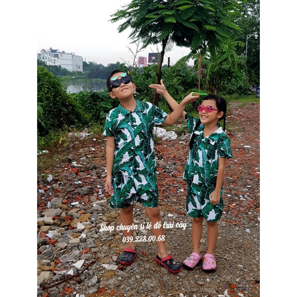 (chất kate thái 1 - kho HCM bộ lá chuối xanh đi biển, team - bộ hoa quả, trái cây big size- chuyên sỉ lẻ - nhuhuyen shop