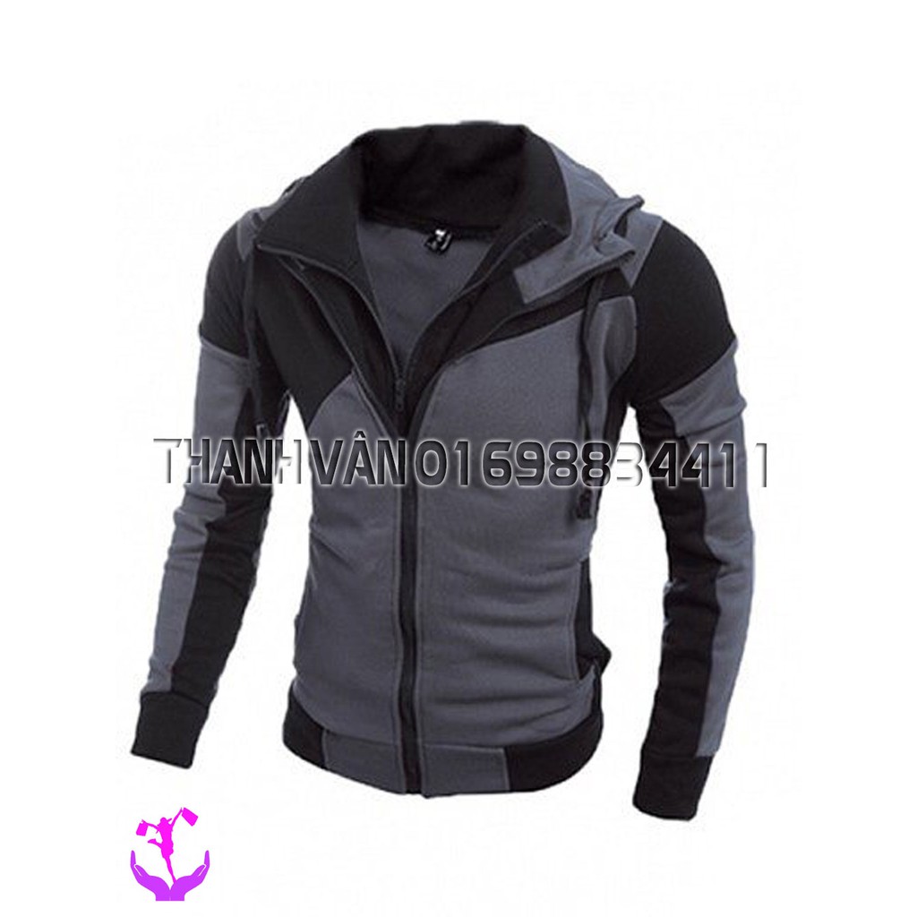 Áo khoác nỉ nam dây kéo 2 lớp, cổ cao, có nón, kiểu dáng Hàn Quốc giá tốt -3108 | BigBuy360 - bigbuy360.vn