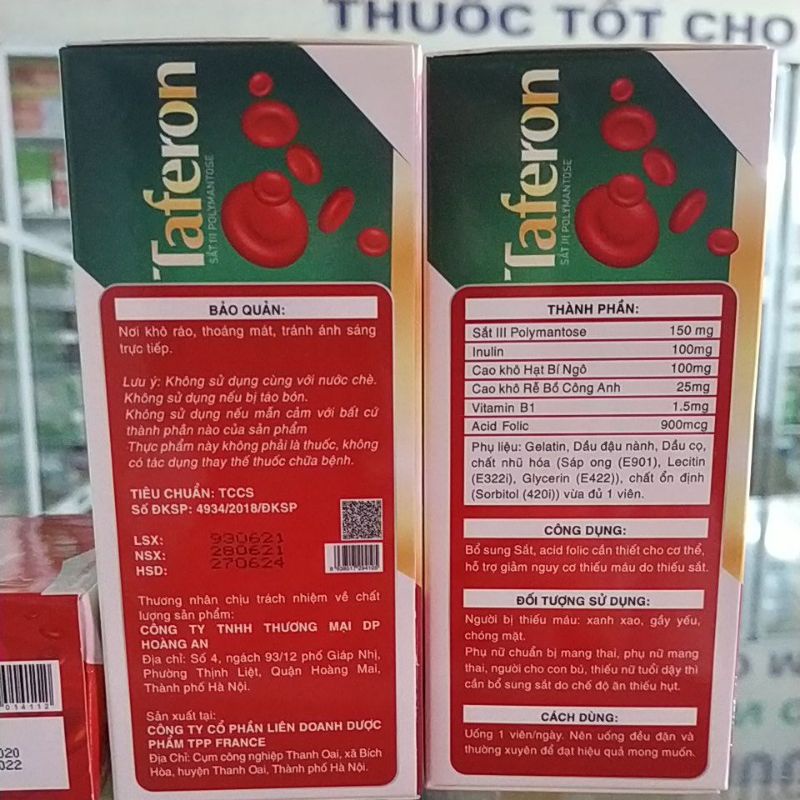 Combo 2lọ Viên uống bổ Sắt không gây táo bón Taferon - Ferrovit