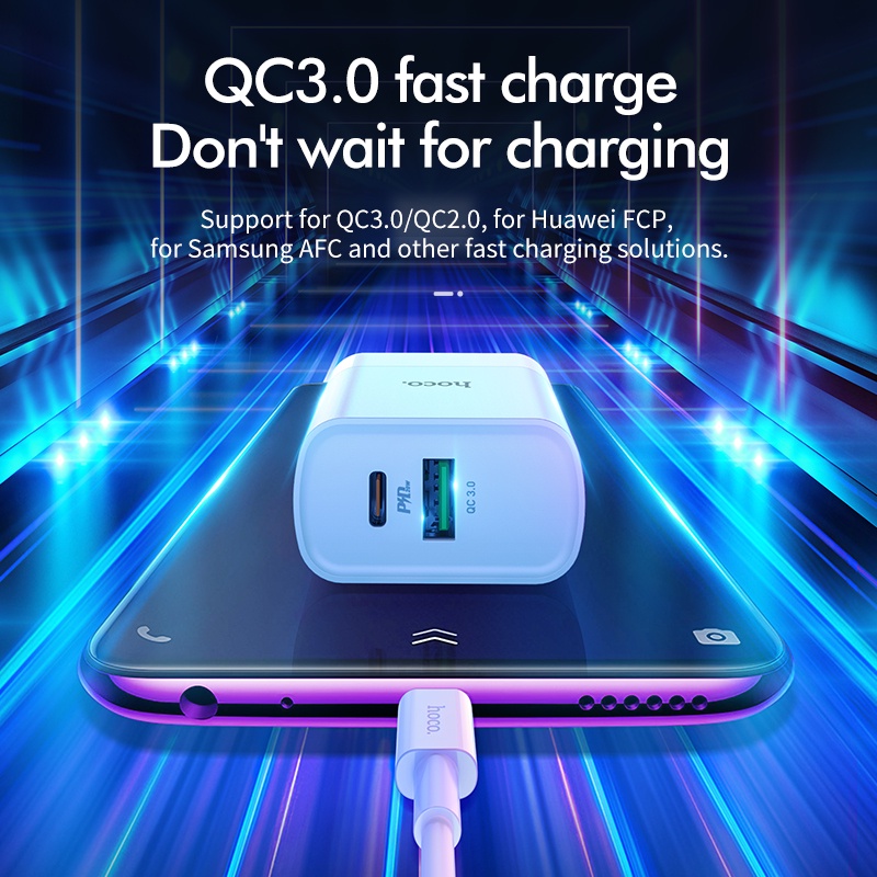 Cốc sạc điện thoại HOCO. C80A đầu cắm Type-C chuẩn PD 20W QC4.0 QC3.0 tiện dụng thích hợp cho 11Pro X Xs 8 Xiaomi