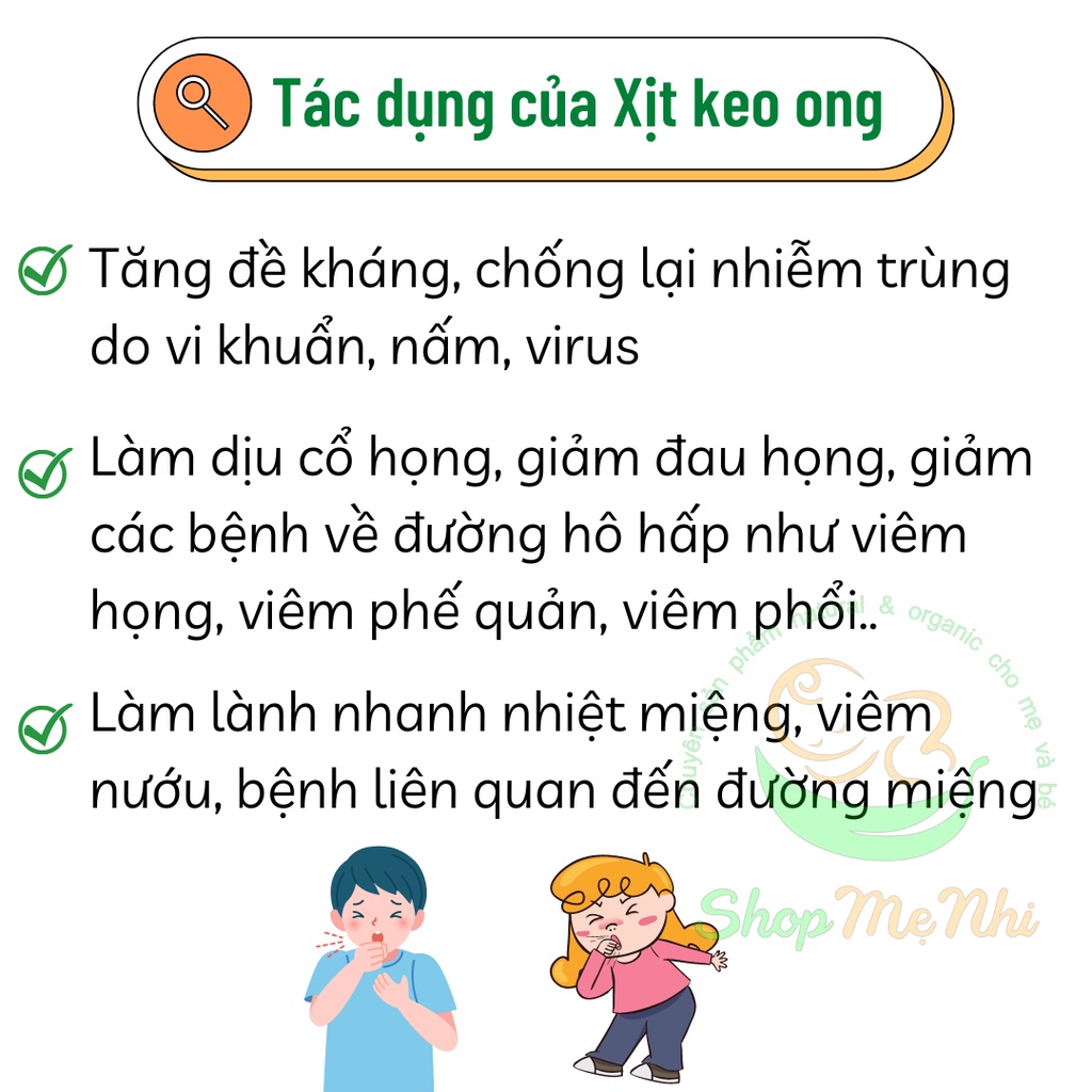 Xịt keo ong cao câp Beekeeper's Naturals giảm đau họng, tăng đề kháng cho trẻ từ 2 – 12 tuổi.