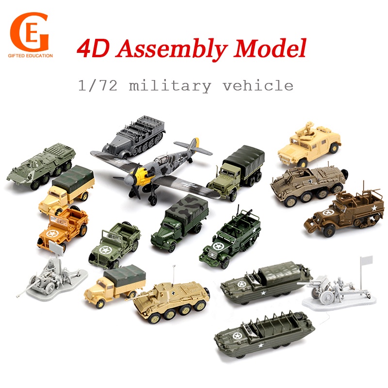 JEEP Mô Hình Xe Quân Đội 4D Lắp Ráp Cougar M3A1 Tỉ Lệ 1/72