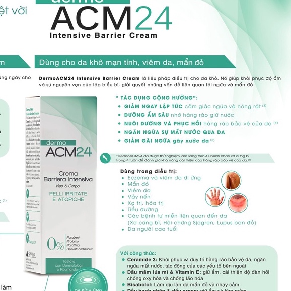 Kem dưỡng ACM24 Ý 75ml - Dành cho da khô mãn tính, da nhạy cảm- Dr. Hoàng Vũ