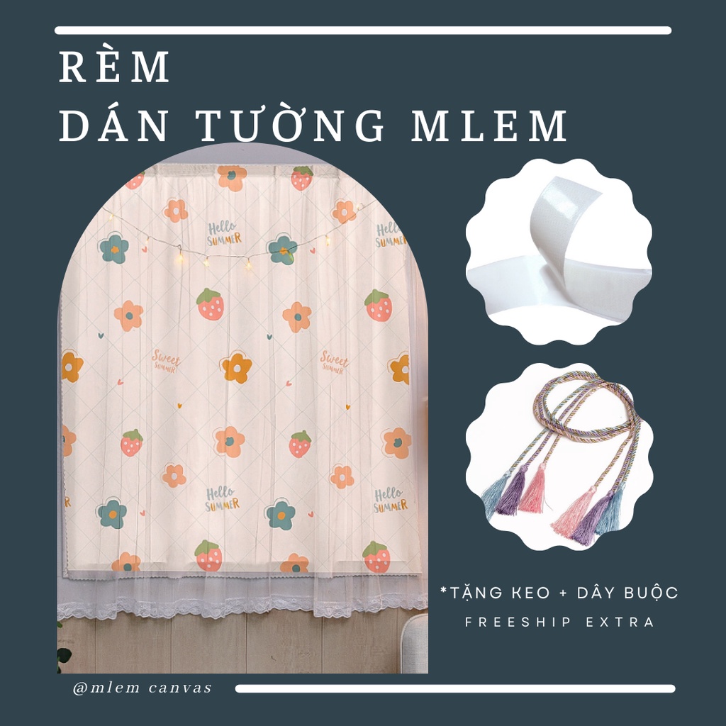 Rèm cửa sổ dán tường hoạ tiết mát mẻ, dễ dàng sử dụng, không cần khoan đục