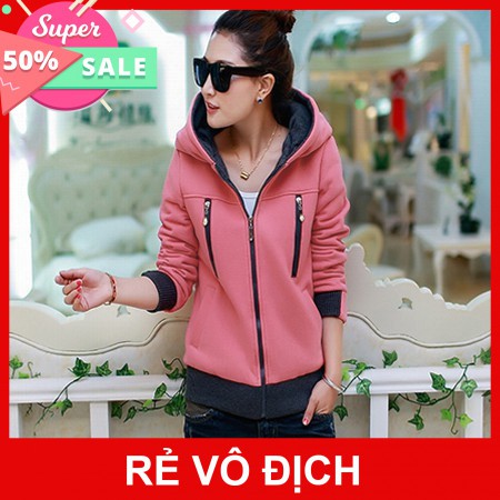 💞 Giảm Kịch Sàn - Áo khoác nữ 2 tia kéo Hồng Ruốc , xanh lá. xanh coban. đỏ , nâu - LV115 Hàng Nhập