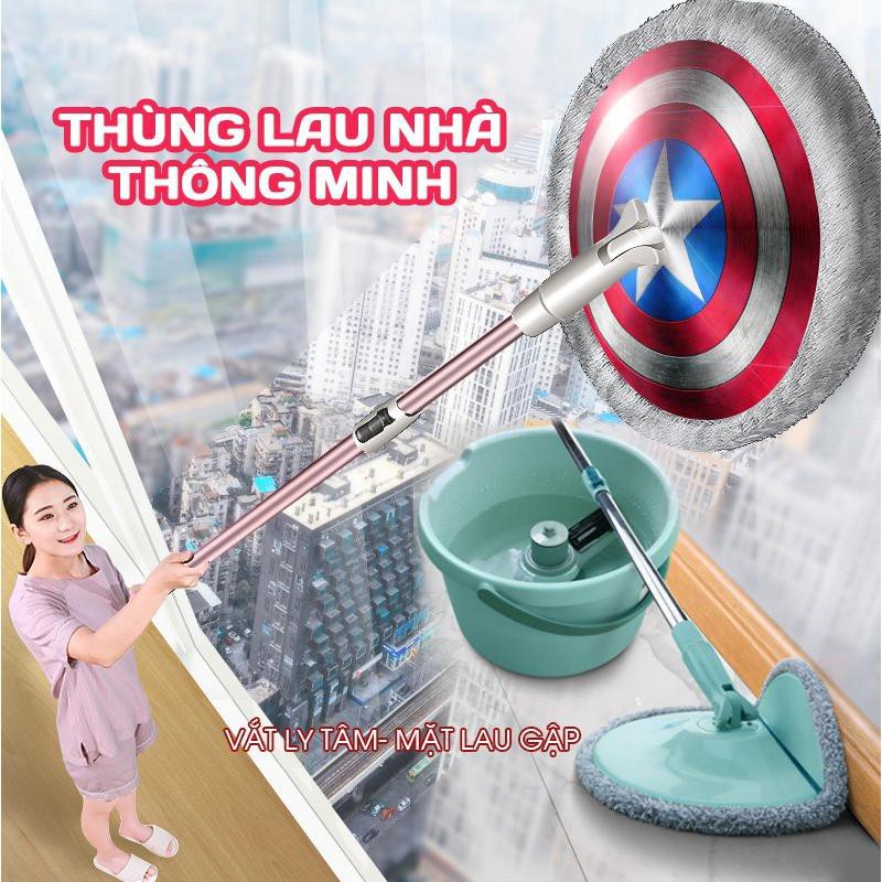 Thùng lau nhà vật bất ly tâm Công nghệ giặt vắt tự nâng thông minh (bao gồm 2 miếng lau) - Home and Garden