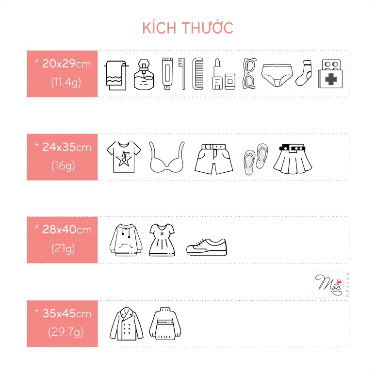 Túi Zip đựng quần áo, đồ lót, mỹ phẩm du lịch