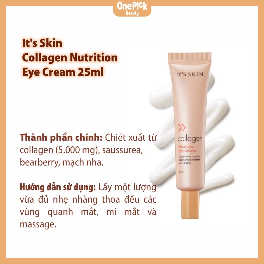 Kem dưỡng da mắt tinh chất collagen giúp xóa quầng thâm giảm bọng mắt tăng độ đàn hồi và săn chắc da 25ml