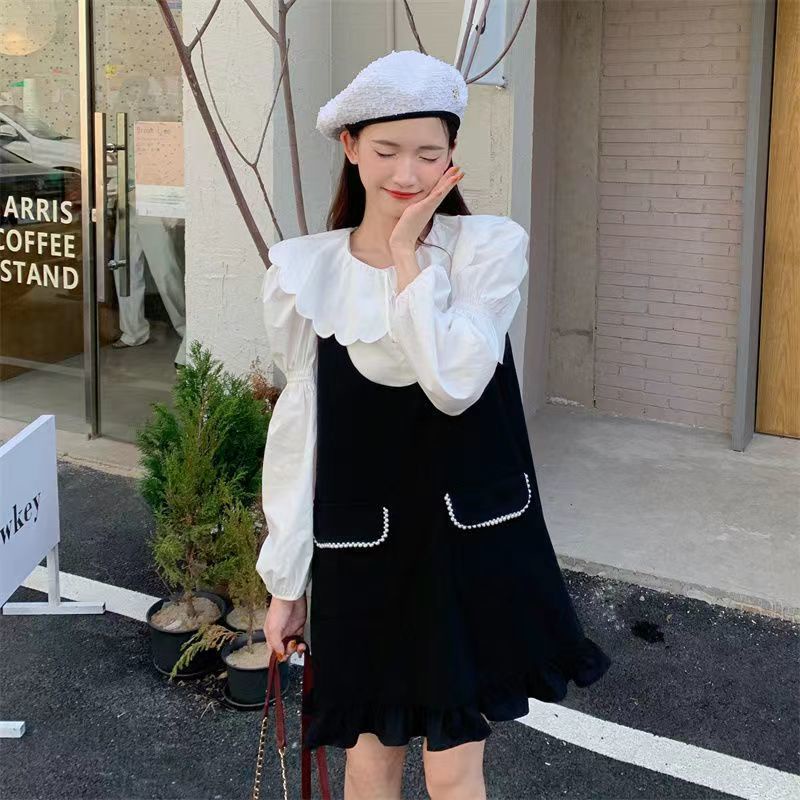 Bộ Áo + Chân Váy Yếm Thời Trang Mùa Thu Phong Cách Preppy Mới 2022