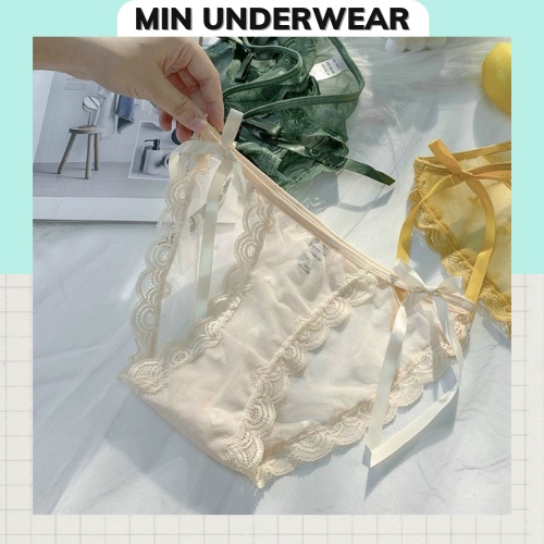 Quần Lót Nữ Ren Tim 2 Nơ Eo Sexy Quyến Rủ Min Underwear 204148