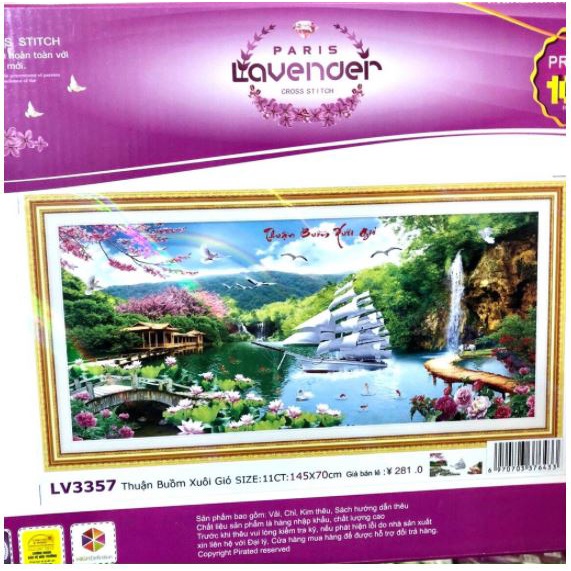 Tranh thêu chữ thập 3D Thuận buồm xuôi gió LV3355 , LV3356 , LV3357