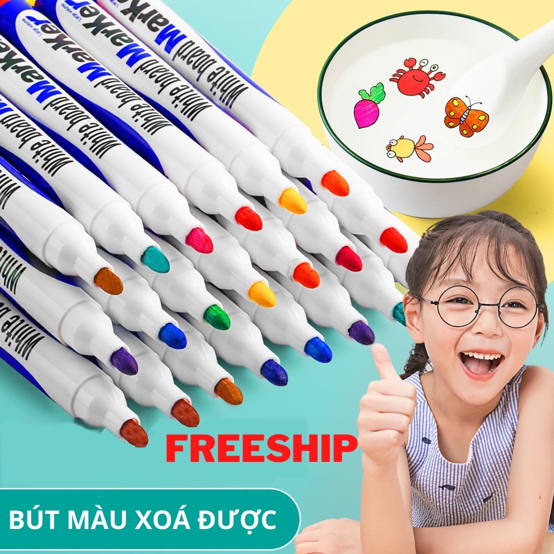 Bộ Bút Màu Vẽ Trên Nước 12 Màu Bút Lông Mực Xoá Được VTLSHOP