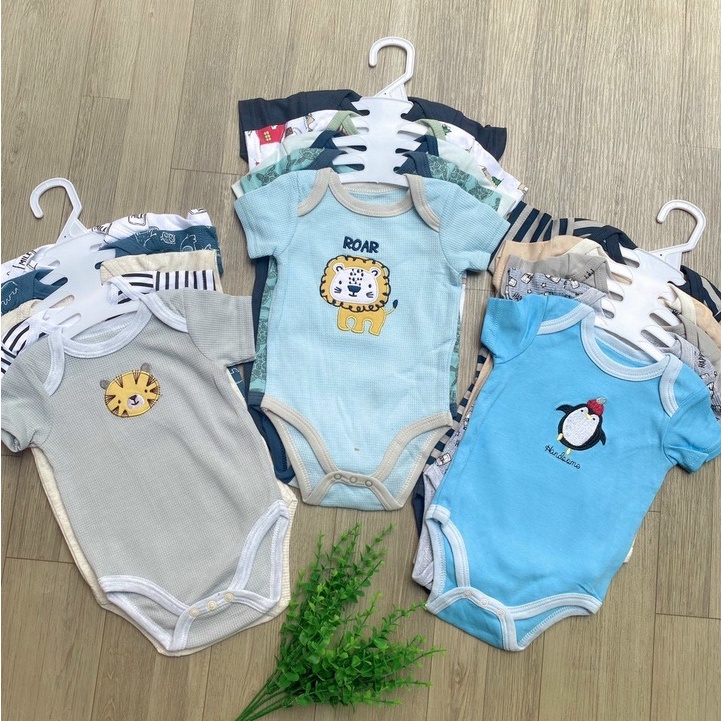 Bộ 5 bodysuit cho bé sơ sinh  body chip dành cho bé gái bé trai (0-12 tháng)