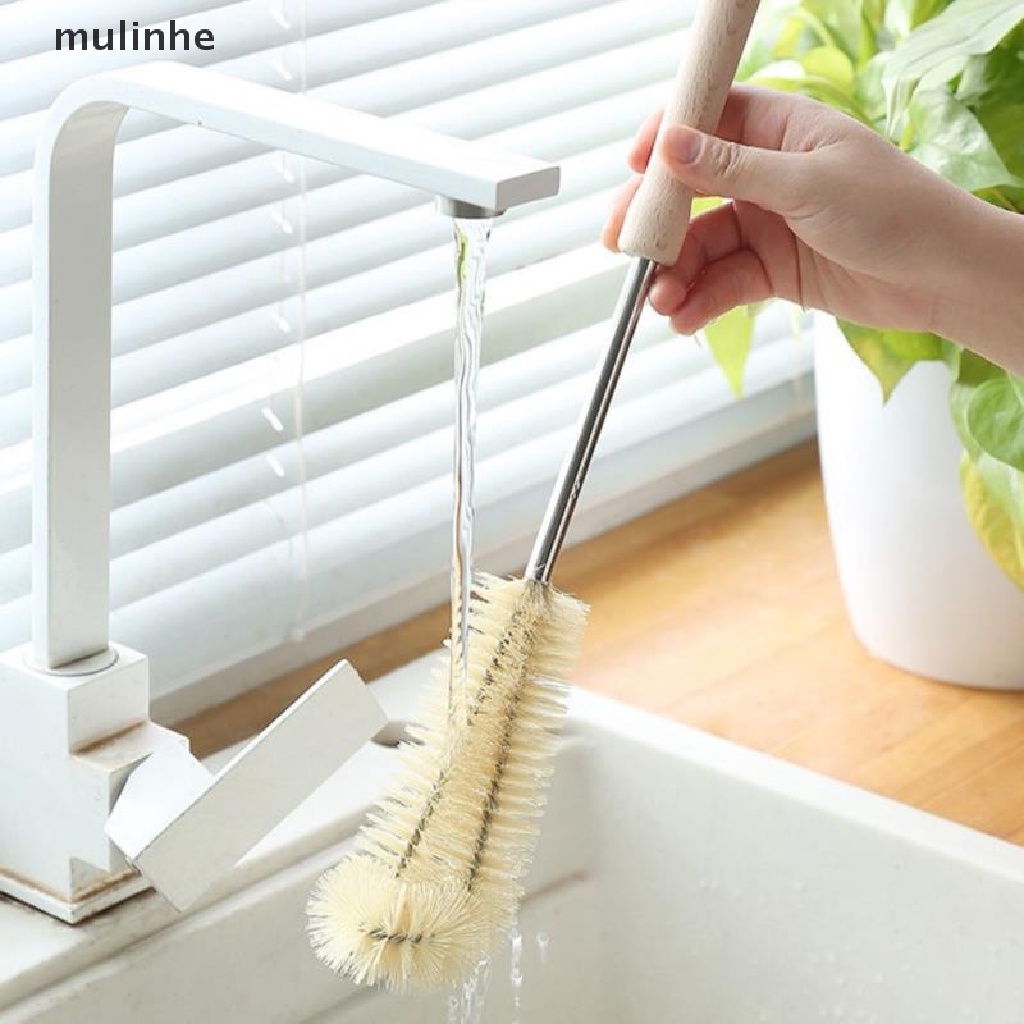 Cọ rửa làm sạch bình nước ly rượu vang tay cầm dài bằng gỗ dành cho nhà bếp